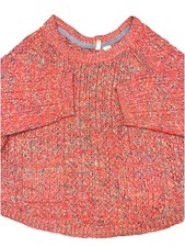 Anthropologie Moth Pink Multicolor Cropped Sweater 3/4 Sleeve W/ Pockets, Medium