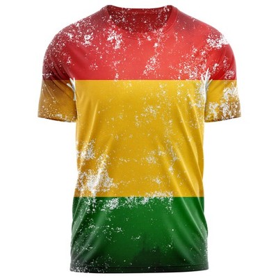Jamaika Reggae All Over T-Shirt Jamaikan Afro Karibik Rasta Karneval Oberteil Herren