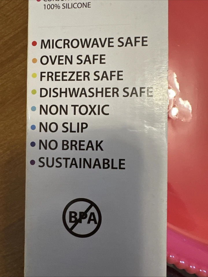 CB Eat by Chewbeads Juego de 2 Platos Divididos 100% Silicona Rosa Verde Libre de BPA Nuevo Foto 3 de 4