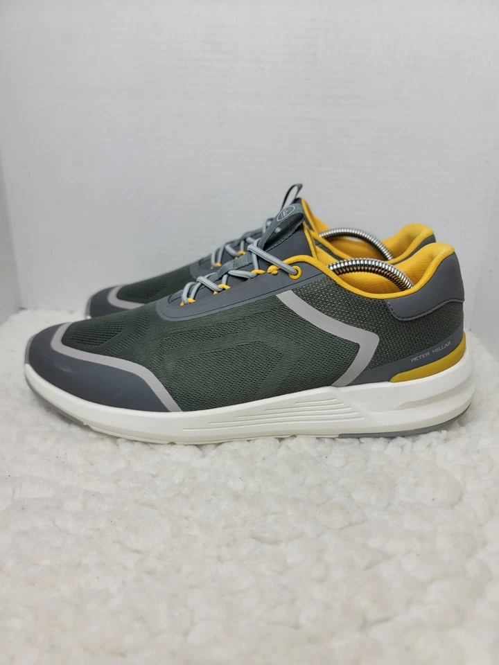 Zapatos de golf Peter Millar Camberfly para hombre talla 12,5 gris verde amarillo sin cordones Foto 3 de 4