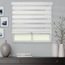 Chicology Cordless Light Filtering Dual Layer Zebra Roller Shade - Basic Natural
