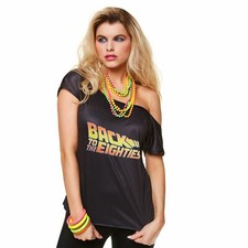 Ladies Back To The Eighties Top 80s T-Shirt Womens Fancy Dress Outfit