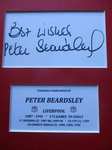 PETER BEARDSLEY LIVERPOOL LEGEND HAND SIGNED A4 MOUNTED CARD & PHOTO DISPLAY-COA - Picture 3 of 3