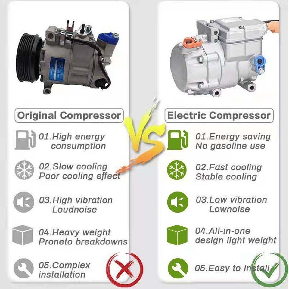 12V Electric Car AC Compressor Universal Air Conditioner Compressor ...