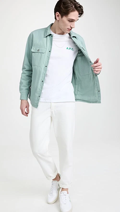 A.P.C. Alex Men s Almond Green Cotton Shirt Jacket Size Small