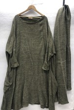Renee Womens Dress Headwrap Green Flowy Oversized Pockets Boho Fitted Sleeves