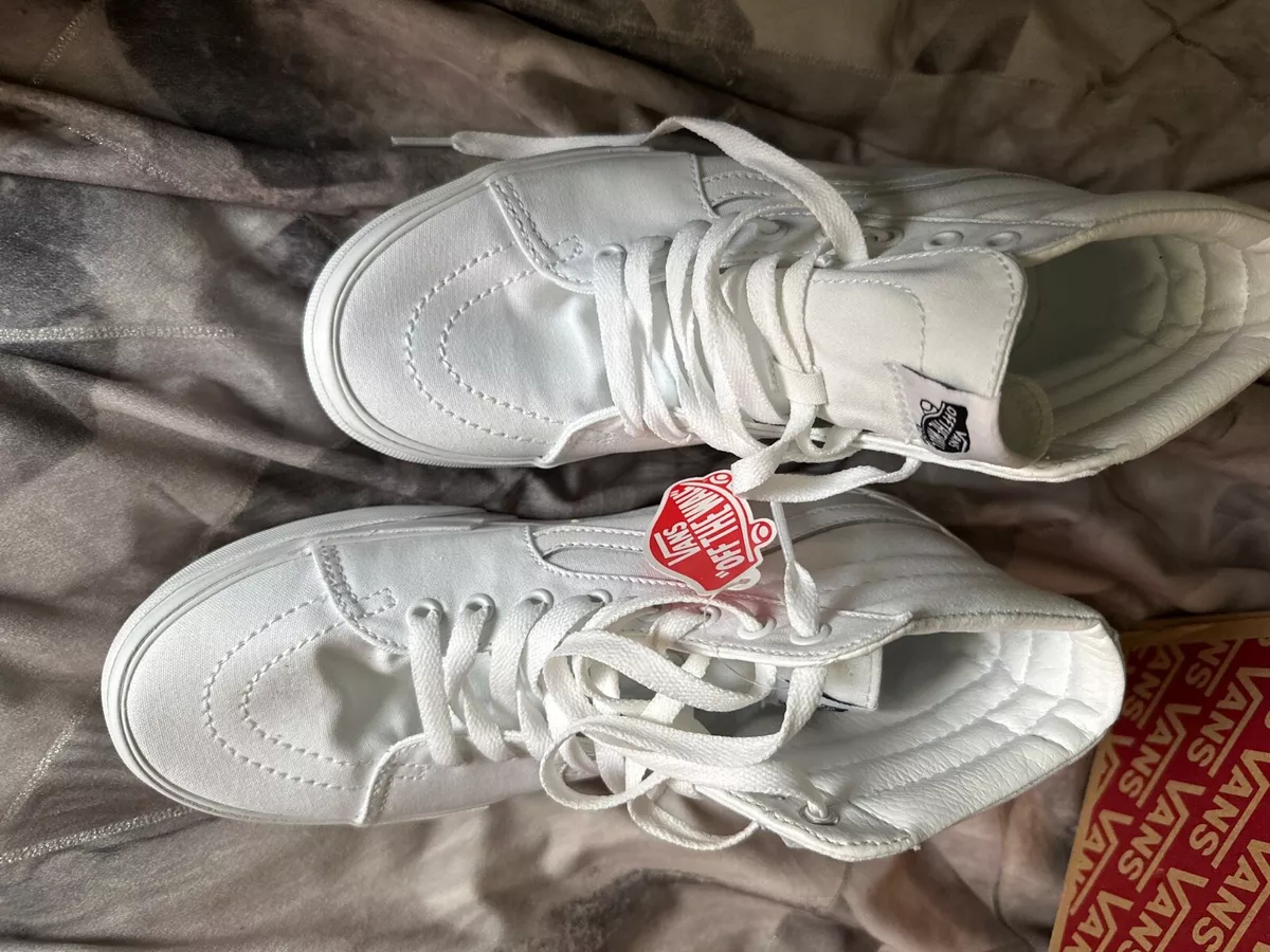 Vans sk8 hi canvas best sale white