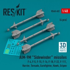 1/48 Reskit RS48-0482 AIM-9M "Sidewinder" missiles (4 pcs)  (F-4, F-5, F-15, F-1