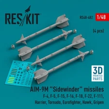 1/48 Reskit RS48-0482 AIM-9M "Sidewinder" missiles (4 pcs)  (F-4, F-5, F-15, F-1
