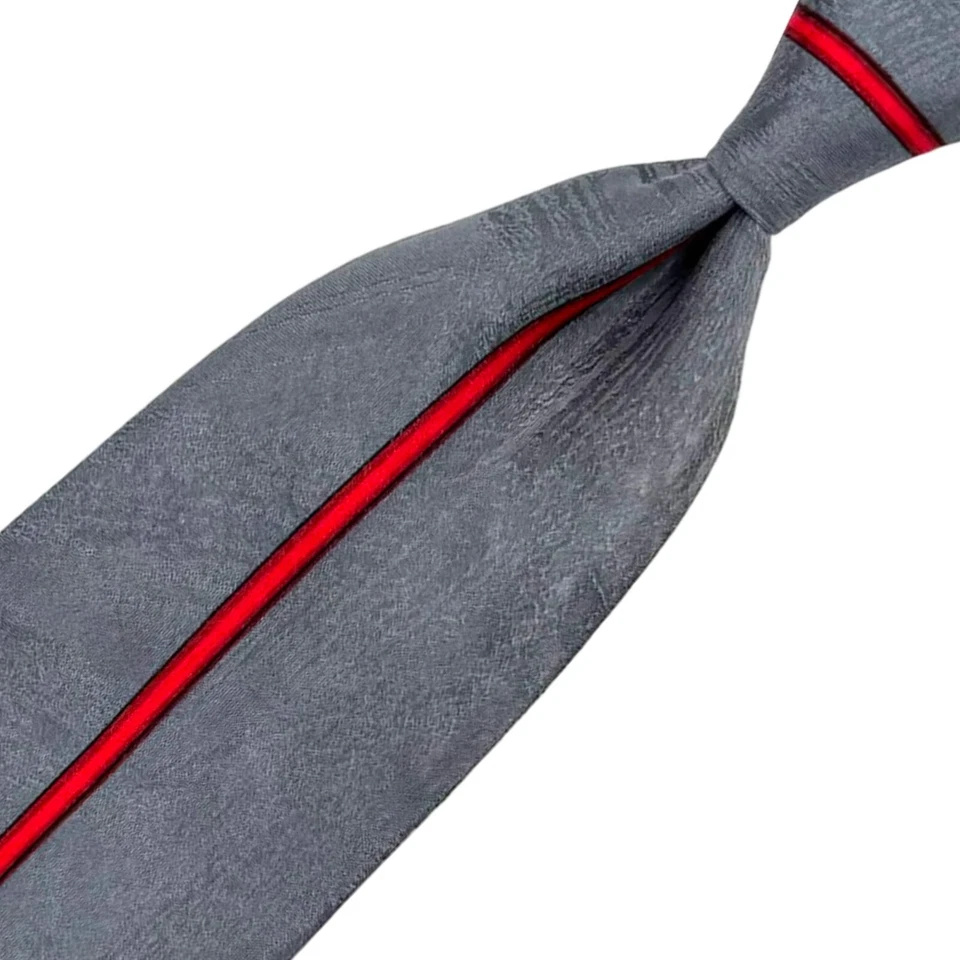 Corbata Vitaliano Pancaldi Gris - Azul Rojo Abstracto Art Deco Italia Seda Vintage Corbata Foto 4 de 4