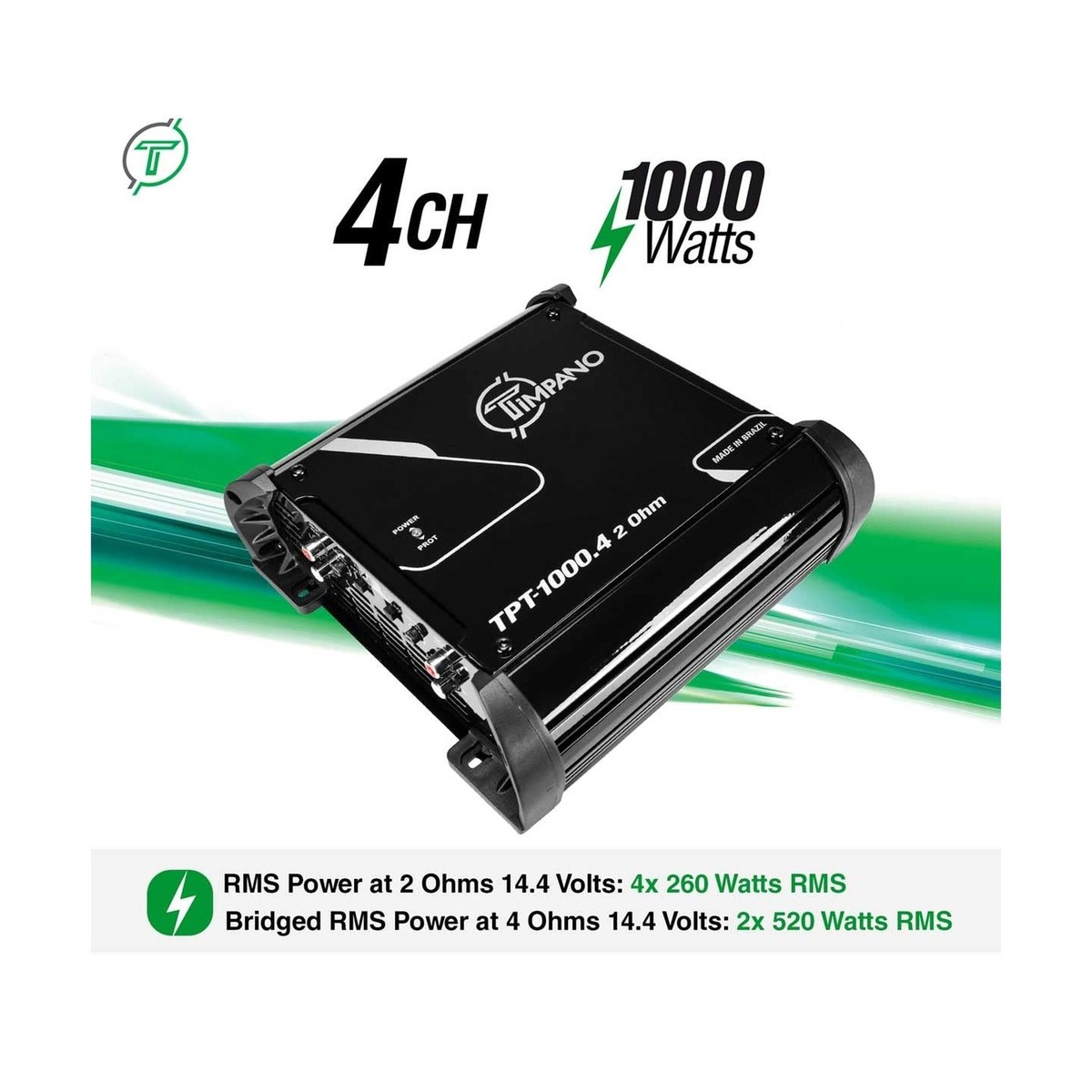 Timpano TPT-1000.4 Compact 4 Channel Car Audio Amplifier – 4 x 260