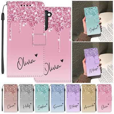 Personalized Name Case For Samsung Galaxy S23 S22 S24 Flip Wallet Leather Cover
