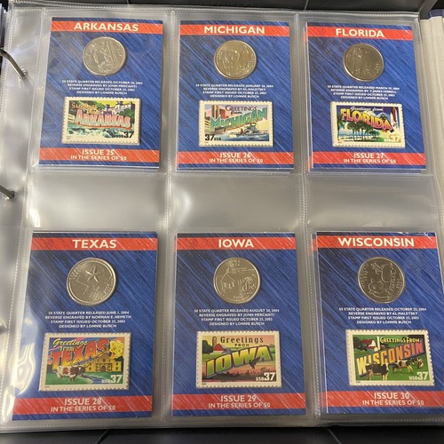 50 State Quarters/Stamps USPS Greetings from America Album 1998-2008 (45 Coins) - Picture 6 of 9