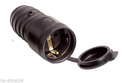 AS Schwabe Gummi Kupplung IP44 schwarz 230V/ 16A 2,5mm² Schukokupplung