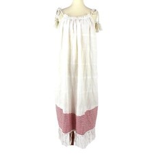 Ulla Johnson Adira Cover Up Midi Dress Fringe Hem Shoulder Tie Sleeveless Size S