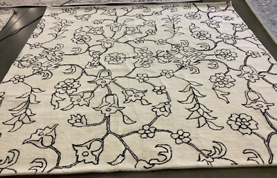 IVORY / BLACK 7'-0'' x 7'-0'' Back Stain Rug, Reduced Price 1172676325 FTV135A-7SQ
