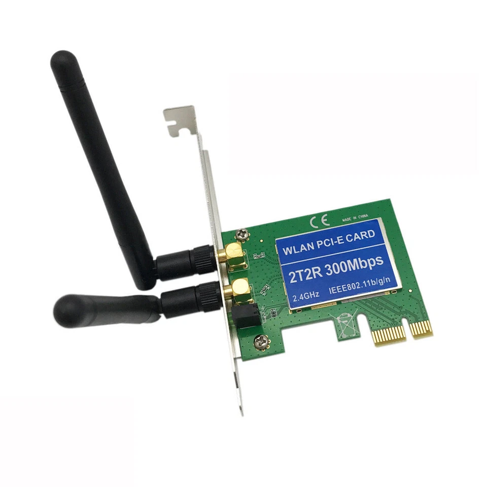 US 2 Antennas Wireless PCI-E PCIE N 300M Wifi Network Adapter Card Ethernet - Image 3 of 4