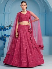 Exclusive Look Georgette Pink Lehenga Choli With Dupatta For Reception Wear