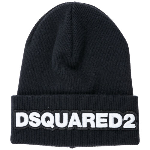 Dsquared2 beanie men d2 KNM000115040001M063 Black wool cap hat beret - Picture 1 of 3