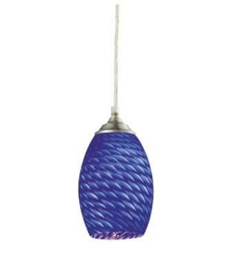 Z-Lite Jazz 1 Light Mini Pendant with Blue Shade 131BN Brushed Nickel Finish