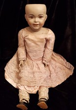 PARIS DOLL 24” Porcelain Head Body CREEPY Glass Eyes fully jointed Body SCARY