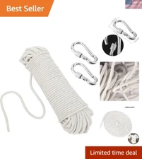 Durable 328 FT Cotton Cord - 1/4 Inch Soft Craft String with 4 Metal Snap Hooks