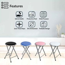 Folding Breakfast Bar Stool Chair Padded Seat Lightweight Foldable Space Saving