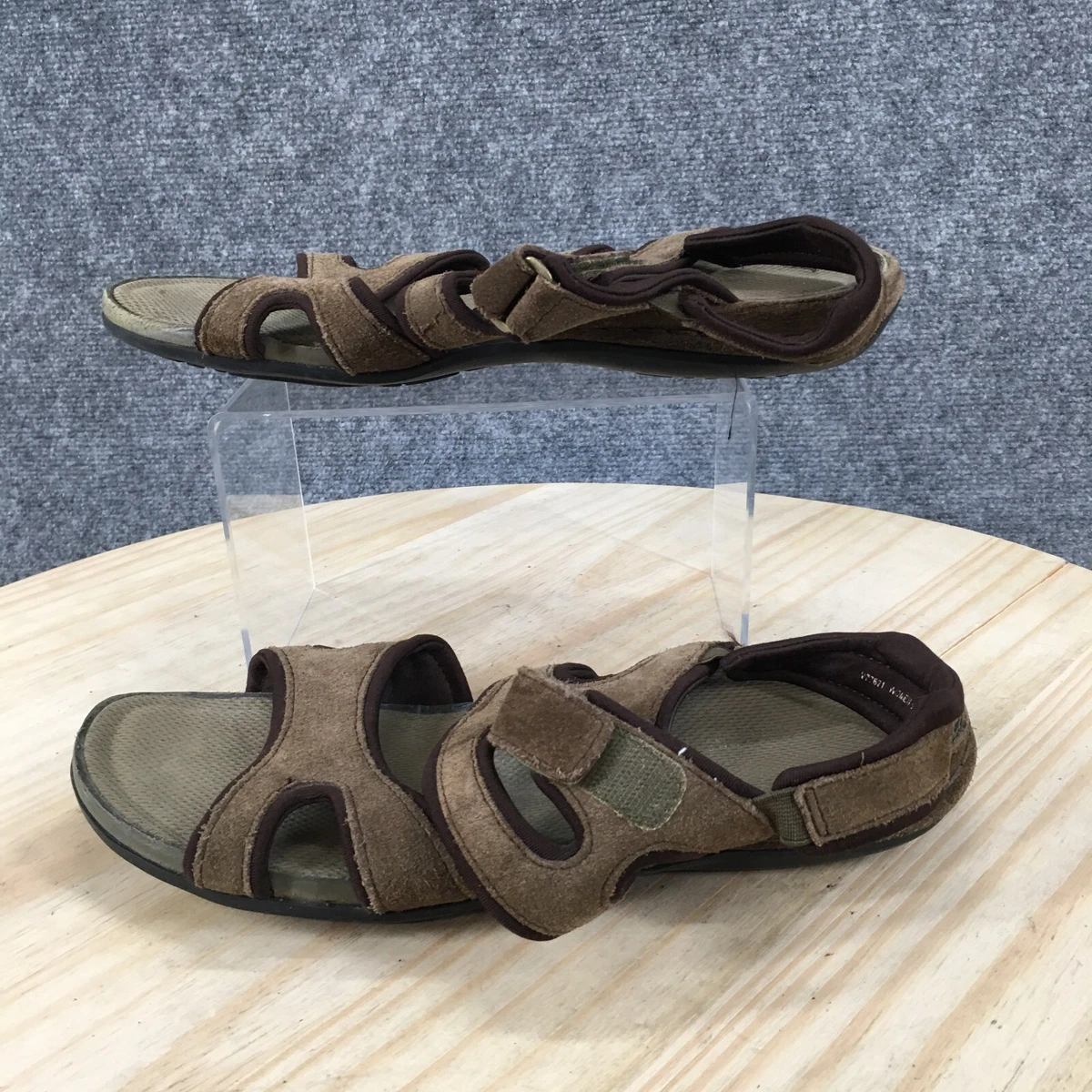 Rockport Sandals Womens 10 Casual Comfort Strappy Slingback Flats Green Fabric
