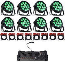 8 Eliminator MEGA 64 PROFILE EP RGB UV LED Wash Up-Lights DMX Controller Cables