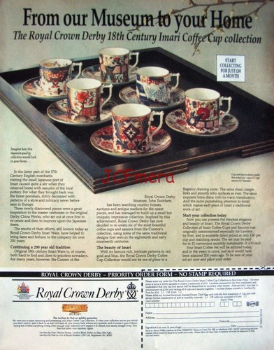 ROYAL CROWN DERBY Imari Kaffeetassen-Set Werbung - Original 1992 WERBEDRUCK zum Rahmen
