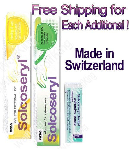 Solcoseryl Ointment Gel Dry Wet Wounds Regeneration Dental Paste Switzerland 20g