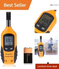 Digital Psychrometer Handheld Meter 2-in-1 Temp Humidity Dew Point Battery In...