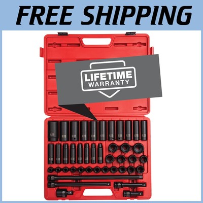 Heavy Duty 1/2'' Drive Cr-Mo Alloy Impact Socket Set - 43 Metric Sizes Included