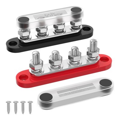 DAIERTEK Bus Bar 12V 150A Mini Power Distribution Block Max BB100-T4M8-C-RB 