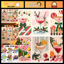 6 Pack Christmas Diamond Art Kits for Adults - DIY 5D Full Round Drill Painting,