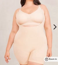 Shapermint Essentials Open Bust Bodysuit Shaper Shorts 3XL Beige Shapewear New