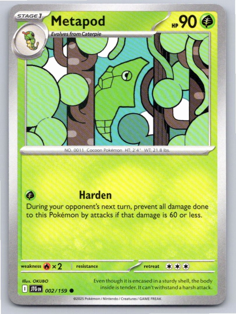 2025 POKEMON METAPOD JOURNEY TOGETHER 002/159 COMMON NM A29652 FREE S&H