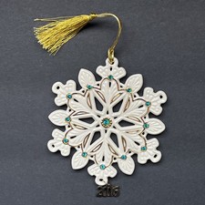 Lenox 2016 Annual Gemmed Snowflake Ornament - No Box, Christmas Holiday Decor