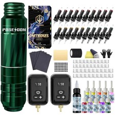 POSEIDON Tattoo Kit Tattoo Gun Kit with 2Pcs 1500Mah Battery Tattoo Machine Kit