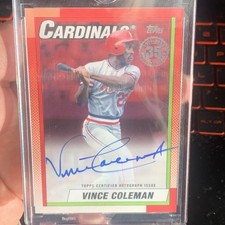 2025 Vince Coleman AUTO 1990 Topps Traded Red /5 Cardinals SP