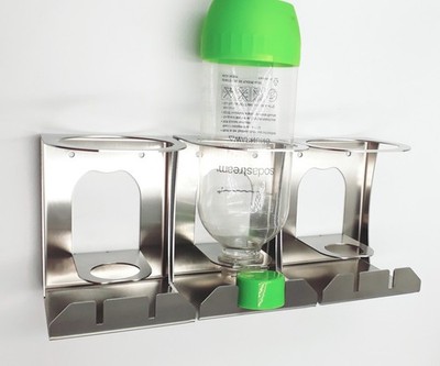 SodaStream kompatibel Kunstoffflaschen Abtropfhalter Einzelhalter Edelstahl 3x