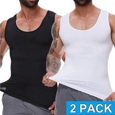 2PACK Men's Slimming Body Shaper Belly Gynecomastia Compression T-Shirt Tank Top