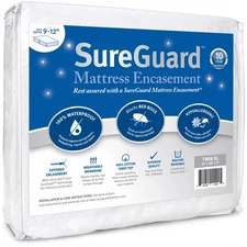 Twin XL (9-12 in. Deep) SureGuard Mattress Encasement - 100% Waterproof, Bed ...
