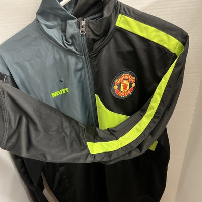 MANCHESTER UNITED MUFC Football Logo Zip Track Jacket LRG Black