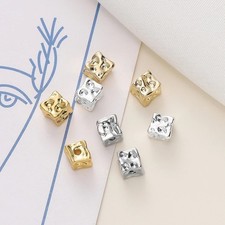 10 Pcs Lot 0.2 x 0.2 in Brass Square Spacer Beads - 14K 18K Gold Color Plated
