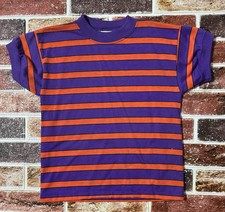 NWOT 90s Vintage Purple  Orange Striped Shirt Boys Size 7 Cadet Club