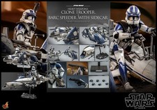 Hot Toys HT TMS077 Heavy Weapons Clone Trooper & BARC Speeder w/ Sidecar 1/6 New