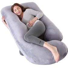 U-Shaped Full Body Pillow for Adults, Maternity with Washable Grey