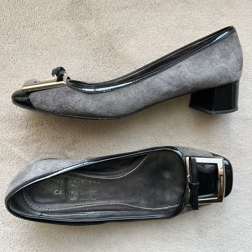 The Original Scarpa Auto di Prada Grigio Scamosciato Tacchi Bassi Donna EU 36 US 6 Fibbia
