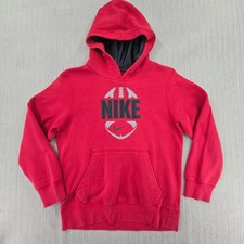 Vintage Nike Hoodie Sweatshirt Youth Boys Medium 10-12 Red Football Graphic Y2K